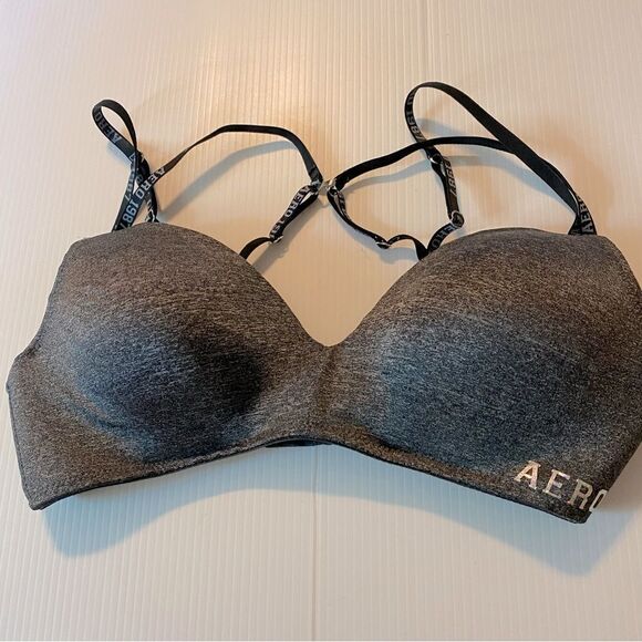 Aeropostale gray padded molded unwired comfort gray double strap bra  36C - Picture 1 of 6